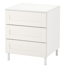 Komoda, 3 szuflady, biały/Sannidal biały PLATSA 094.878.55