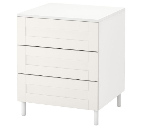 Komoda, 3 szuflady, biały/Sannidal biały PLATSA 094.878.55