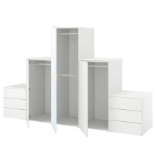 Szafa 3 drzwi+6 szuflad, biały STRAUMEN szkło lustrzane/FONNES biały PLATSA 194.369.69