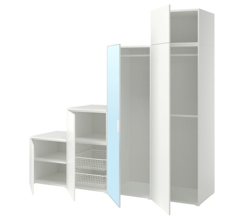 Szafa 6 drzwi, biały STRAUMEN szkło lustrzane/FONNES biały PLATSA 296.154.99