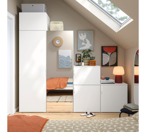 Szafa 6 drzwi, biały STRAUMEN szkło lustrzane/FONNES biały PLATSA 296.154.99