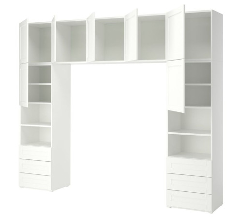 Szafa 7 drzwi+6 szuflad, biały/Sannidal biały PLATSA 396.154.27