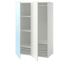 Szafa/2 drzwi, biały STRAUMEN szkło lustrzane/FONNES biały PLATSA 696.153.41