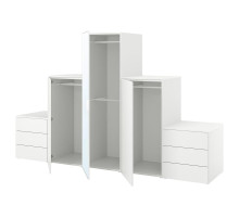 Szafa 3 drzwi+6 szuflad, biały STRAUMEN szkło lustrzane/FONNES biały PLATSA 696.251.23
