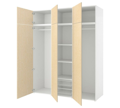 Szafa 6 drzwi, biały/Kalbåden żywy efekt sosny PLATSA 895.007.68