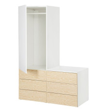 Шкаф с 1 дверью и 6 ящиками, белый Kalbåden/vivid pine effect FONNES white PLATSA 895.014.28