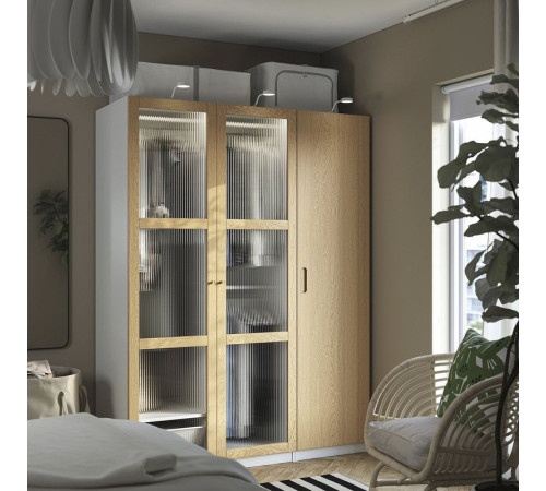 Drzwi z zawiasami, okl dęb/szkło TONSTAD 595.530.46