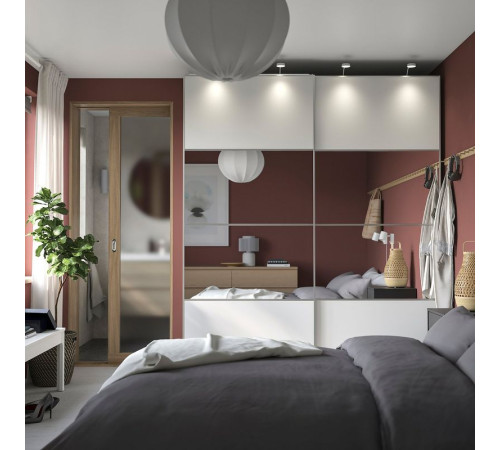Drzwi przesuwne, biały lustro/2str biały AULI / MEHAMN 095.603.08