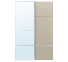 Drzwi przesuwne, aluminium lustro/2str szarobeżowy AULI / MEHAMN 095.605.77