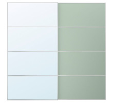 Drzwi przesuwne, aluminium 2str/jasnozielony lustro MEHAMN/AULI 195.521.95