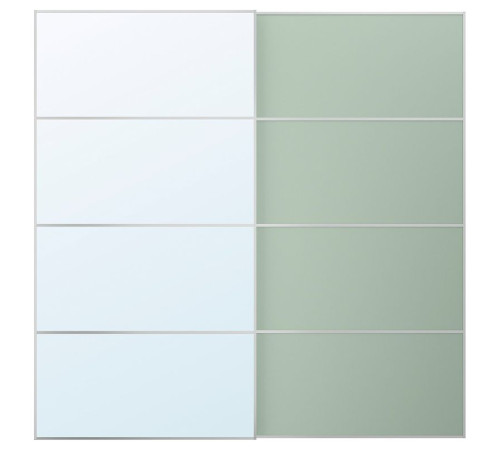 Drzwi przesuwne, aluminium 2str/jasnozielony lustro MEHAMN/AULI 195.521.95