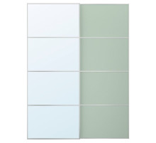 Drzwi przesuwne, aluminium 2str/jasnozielony lustro MEHAMN/AULI 295.521.90