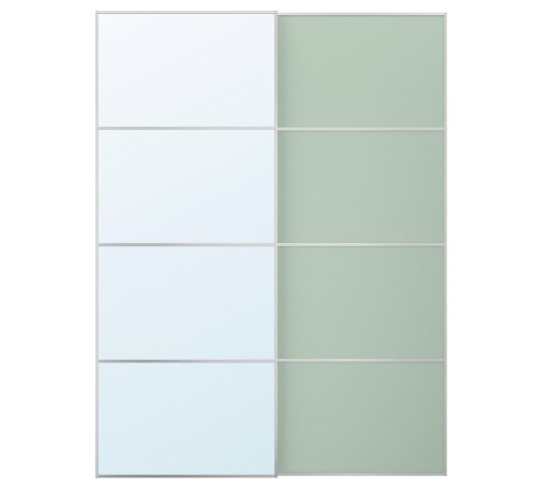 Drzwi przesuwne, aluminium 2str/jasnozielony lustro MEHAMN/AULI 295.521.90