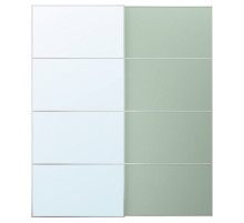 Drzwi przesuwne, aluminium 2str/jasnozielony lustro MEHAMN/AULI 395.521.99