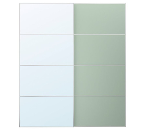Drzwi przesuwne, aluminium 2str/jasnozielony lustro MEHAMN/AULI 395.521.99