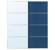 Drzwi przesuwne, aluminium lustro/2str niebieski AULI / MEHAMN 396.157.95