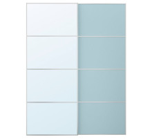 Drzwi przesuwne, aluminium 2str/jasnoniebieski lustro MEHAMN/AULI 595.521.79
