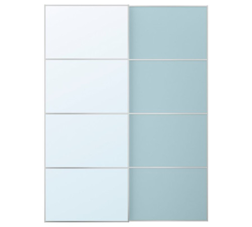 Drzwi przesuwne, aluminium 2str/jasnoniebieski lustro MEHAMN/AULI 595.521.79