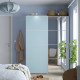Drzwi przesuwne, aluminium 2str/jasnoniebieski lustro MEHAMN/AULI 595.521.79