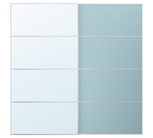 Drzwi przesuwne, aluminium 2str/jasnoniebieski lustro MEHAMN/AULI 595.521.84