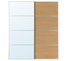 Drzwi przesuwne, aluminium lustro/2str imit. dębu AULI / MEHAMN 596.158.03