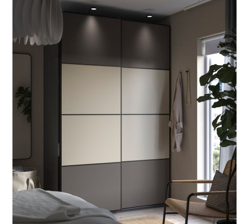 Drzwi przesuwne, aluminium 2str/ciemnoszary szarobeżowy MEHAMN 694.362.69