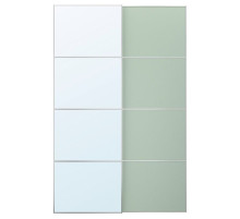 Drzwi przesuwne, aluminium 2str/jasnozielony lustro MEHAMN/AULI 695.521.93