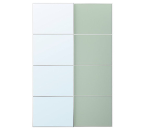Drzwi przesuwne, aluminium 2str/jasnozielony lustro MEHAMN/AULI 695.521.93