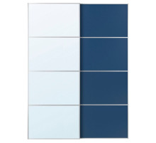 Drzwi przesuwne, aluminium lustro/2str niebieski AULI / MEHAMN 696.157.89