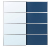 Drzwi przesuwne, aluminium lustro/2str niebieski AULI / MEHAMN 896.157.93