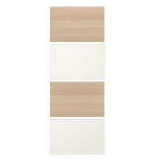 4 panele do ramy drzwi przesuwanych, imitacja dębu bejcowanego na biało/biały MEHAMN 904.211.95