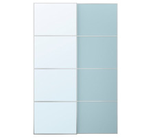 Drzwi przesuwne, aluminium 2str/jasnoniebieski lustro MEHAMN/AULI 995.521.82