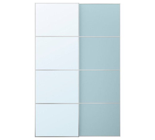 Drzwi przesuwne, aluminium 2str/jasnoniebieski lustro MEHAMN/AULI 995.521.82