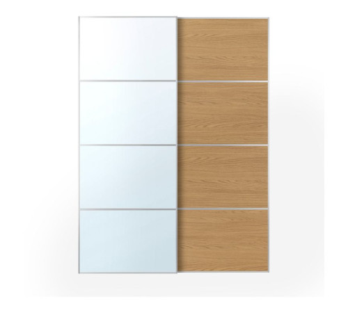Drzwi przesuwne, aluminium lustro/2str imit. dębu AULI / MEHAMN 996.157.97