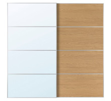Drzwi przesuwne, aluminium lustro/2str imit. dębu AULI / MEHAMN 996.158.01