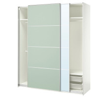 Szafa z przesuwanymi drzwiami, biały 2str/jasnozielony lustro PAX / MEHAMN/AULI 095.517.33