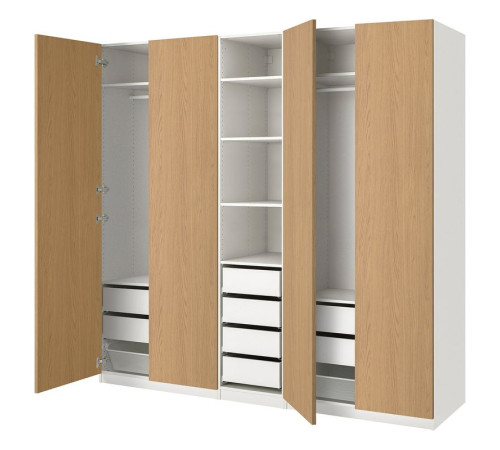 Kombinacja szafy, biały/imit. dębu PAX / STORKLINTA 095.628.83