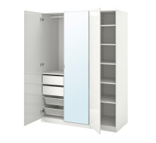 Kombinacja szafy, połysk biały/lustro PAX / FARDAL/ÅHEIM 293.955.72
