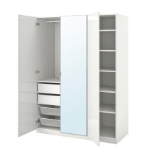 Гардеробная комбинация, глянцевая белая/зеркальная PAX / FARDAL/ÅHEIM 293.955.72