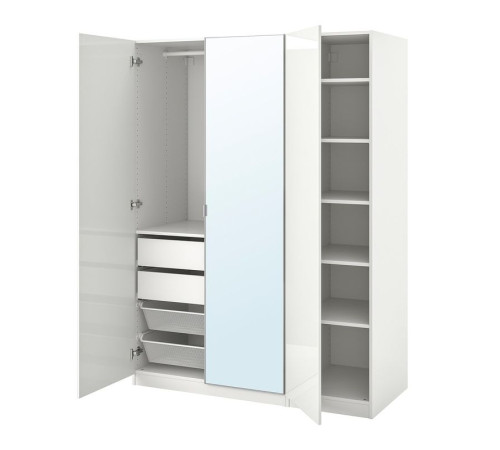 Kombinacja szafy, połysk biały/lustro PAX / FARDAL/ÅHEIM 293.955.72
