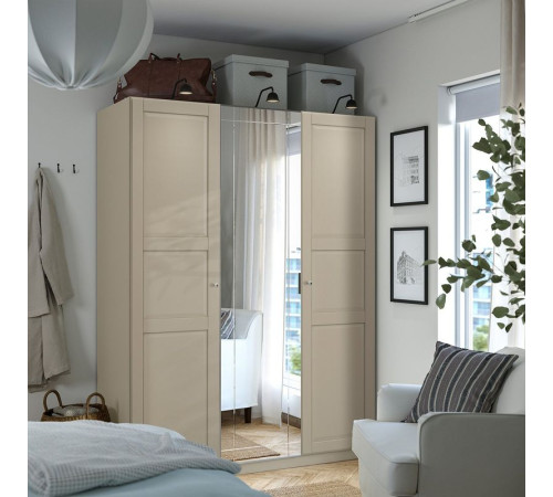 Kombinacja szafy, szarobeżowy/szarobeżowy lustro PAX / KAMMARTORP/TYSSEDAL 296.032.41