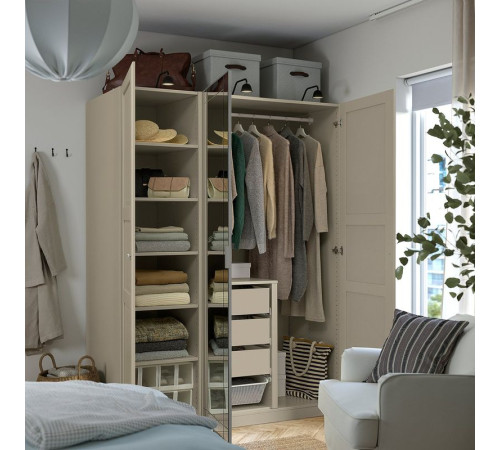 Kombinacja szafy, szarobeżowy/szarobeżowy lustro PAX / KAMMARTORP/TYSSEDAL 296.032.41