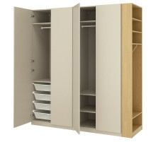 Комбинация шкафа, бежевый/имитация дуба PAX / FORSAND 296.070.60