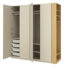 Комбинация шкафа, бежевый/имитация дуба PAX / FORSAND 296.070.60