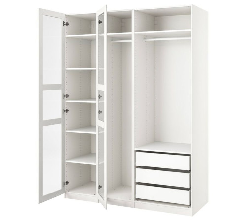 Szafa, biały/białe szkło PAX / TYSSEDAL 394.801.50