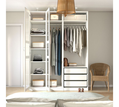 Szafa, biały/białe szkło PAX / TYSSEDAL 394.801.50
