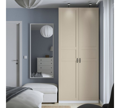 Szafa, biały/jasnobeżowy PAX / FLISBERGET 395.006.57