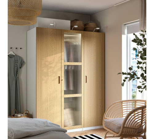 Kombinacja szafy, biały/okl dęb szkło PAX / TONSTAD 395.490.36