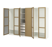 Kombinacja szafy, biały/okl dęb szkło PAX / TONSTAD 395.499.08