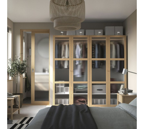 Kombinacja szafy, biały/okl dęb szkło PAX / TONSTAD 495.493.66
